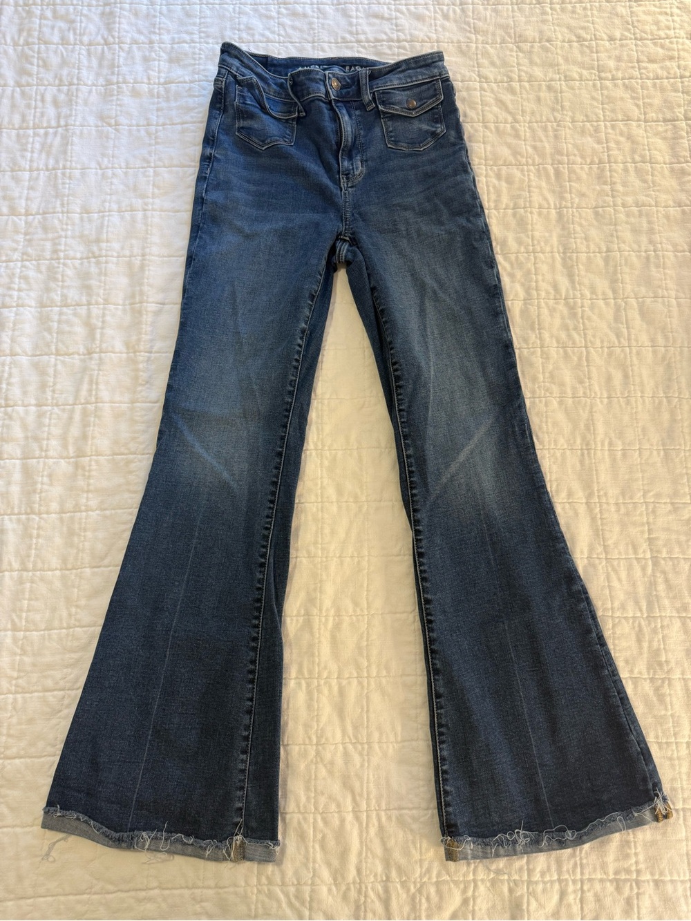 American Eagle Outfitters Dark Blue Flare Jeans - Wide Leg
